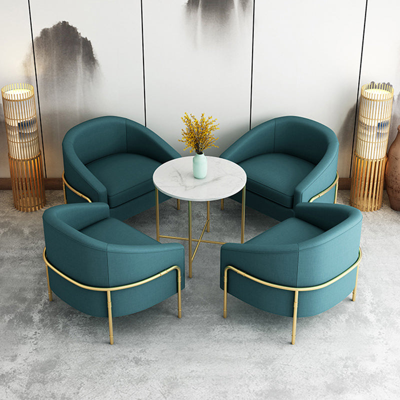 23.62" Wide Linen Barrel Chair Arms Included Barrel Accent Chair with Basic Four Leg