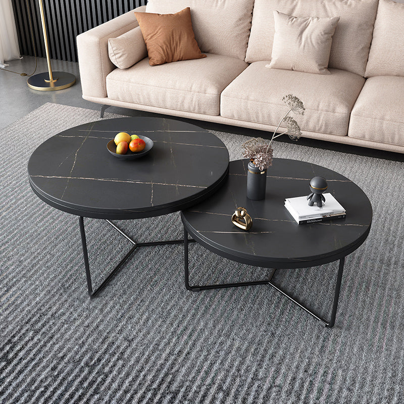 Round Slate Coffee Table Minimalist Coffee Table for Living Room