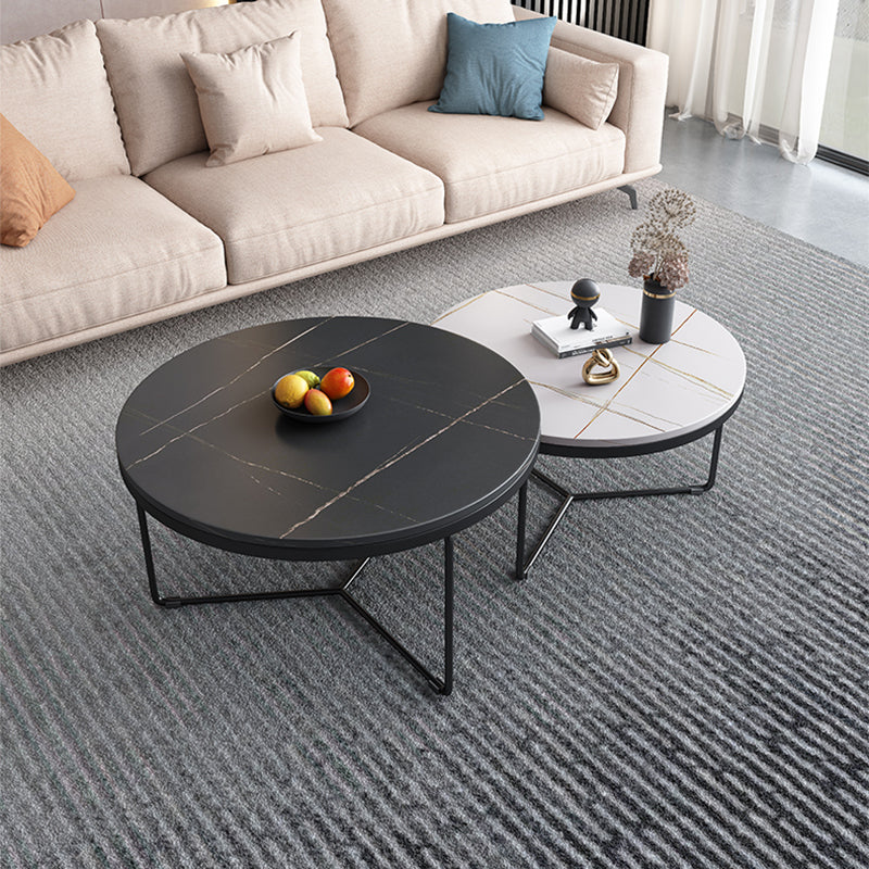 Round Slate Coffee Table Minimalist Coffee Table for Living Room