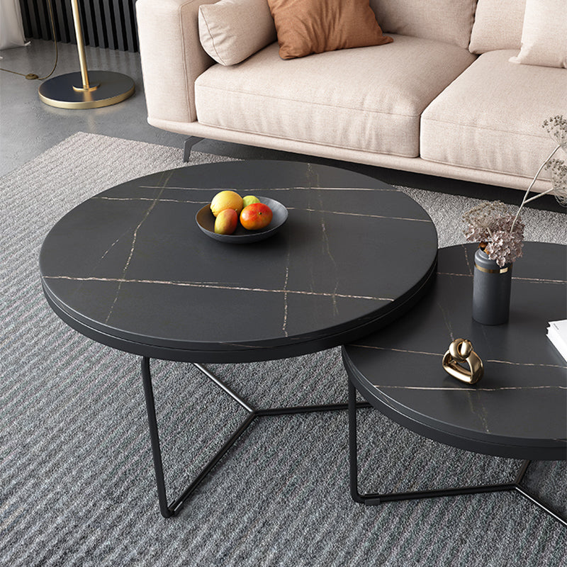 Round Slate Coffee Table Minimalist Coffee Table for Living Room