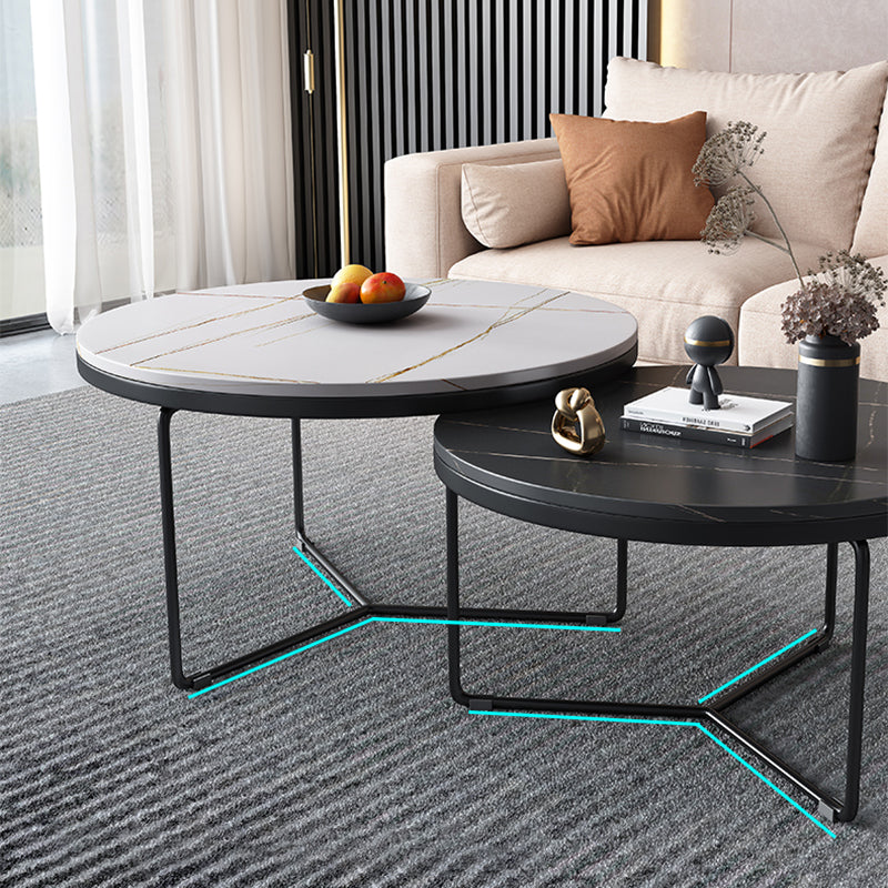 Round Slate Coffee Table Minimalist Coffee Table for Living Room