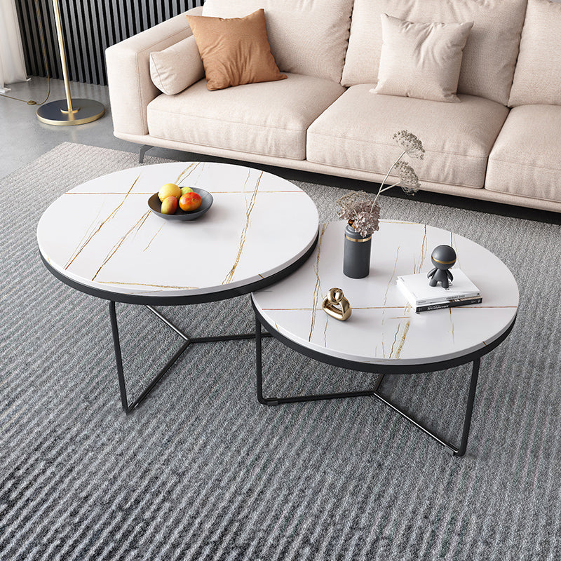 Round Slate Coffee Table Minimalist Coffee Table for Living Room