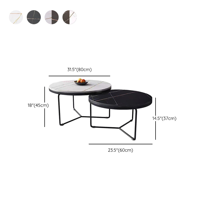 Round Slate Coffee Table Minimalist Coffee Table for Living Room