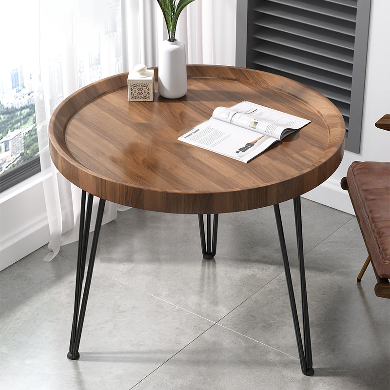 Open Shelf Tray Top Coffee Table Wood Round Coffee Table Minimalist