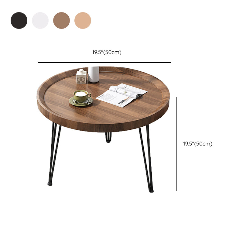 Open Shelf Tray Top Coffee Table Wood Round Coffee Table Minimalist