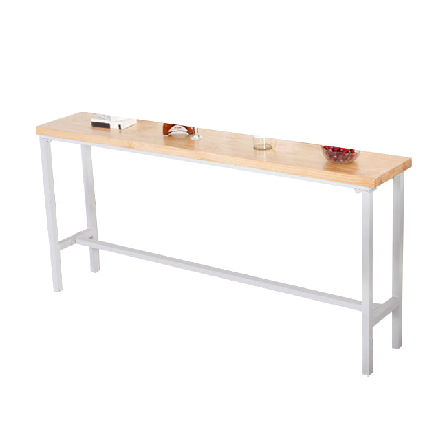 Wooden Bar Dining Table Industrial Bar Height Cocktail Table with Metal Base