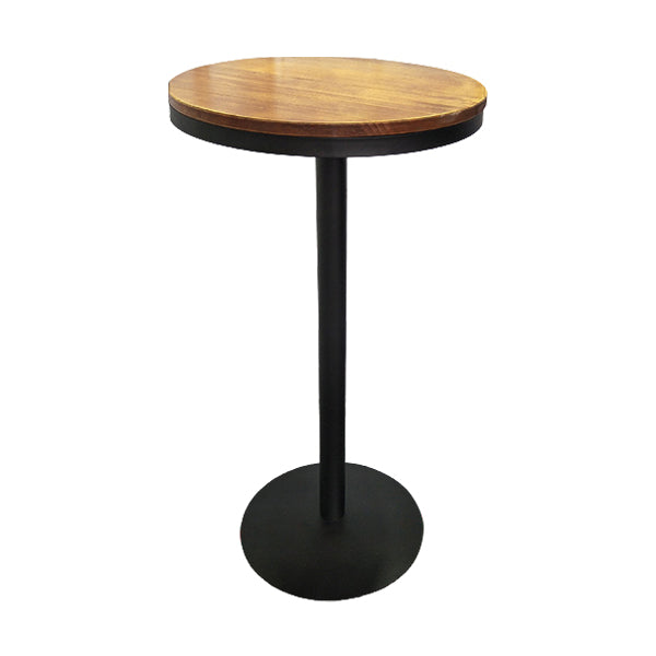 Wooden Bar Dining Table Industrial Bar Height Cocktail Table with Metal Base