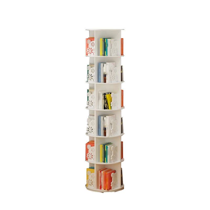 Contemporary Bookcase White Engineered Wood Vertical Shelf Bookcase