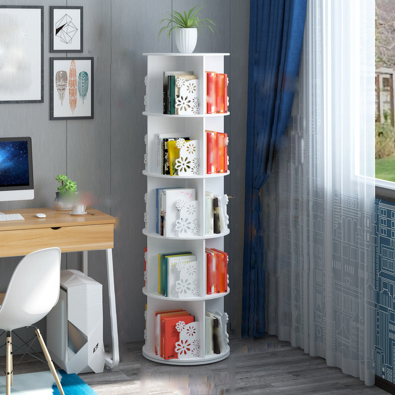 Contemporary Bookcase White Engineered Wood Vertical Shelf Bookcase