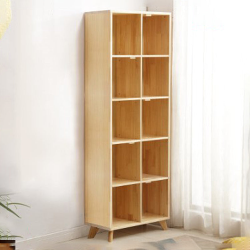 Natural Pine Bookshelf Modern Closed Back Bookcase with Shelves