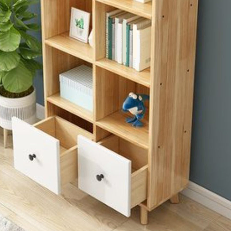 Natural Pine Bookshelf Modern Closed Back Bookcase with Shelves