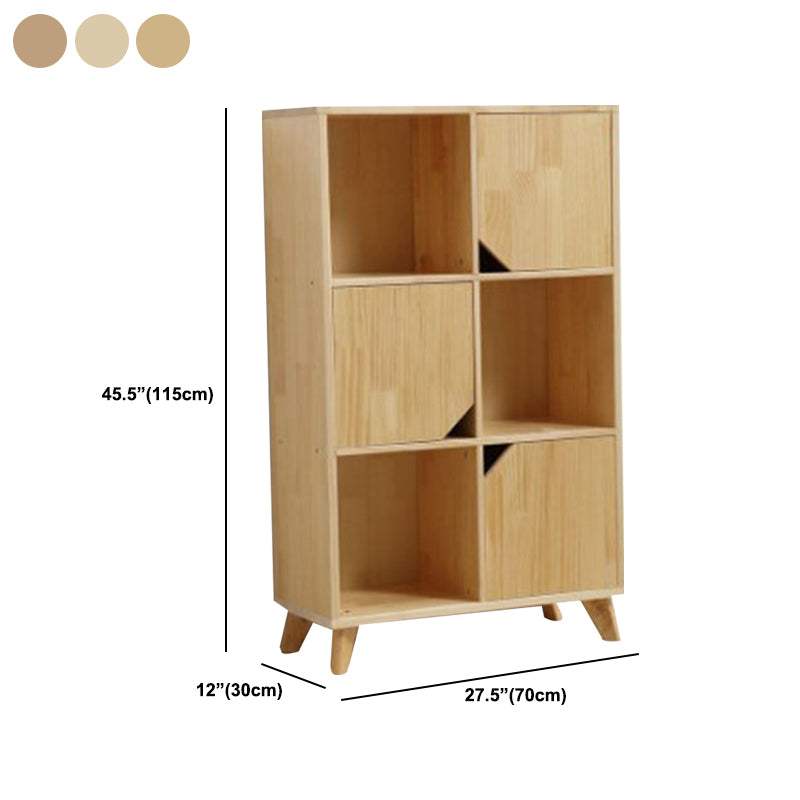 Natural Pine Bookshelf Modern Closed Back Bookcase with Shelves