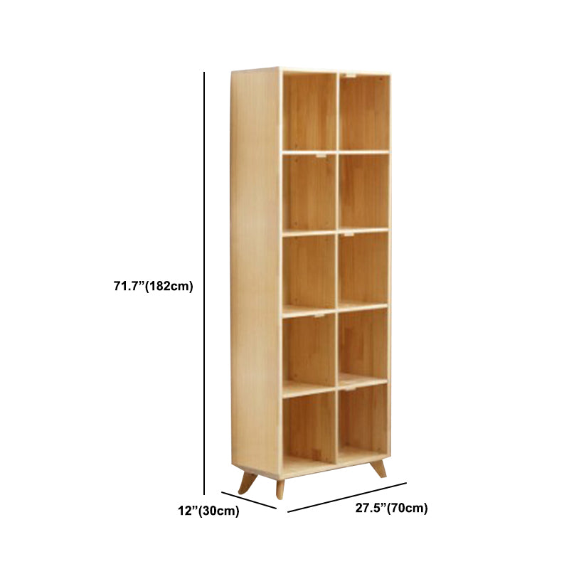 Natural Pine Bookshelf Modern Closed Back Bookcase with Shelves