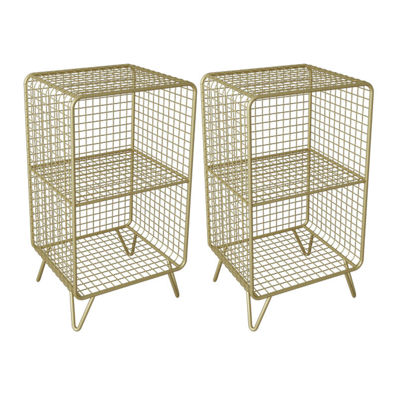 Modern Metal Bedside Cabinet Open Storage Nightstand with Shelves