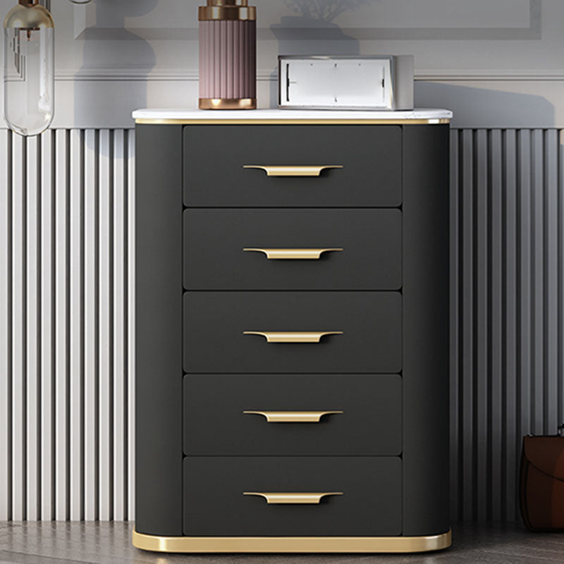 Glam Chest Bedroom Stone Vertical Storage Chest with 5 Drawers