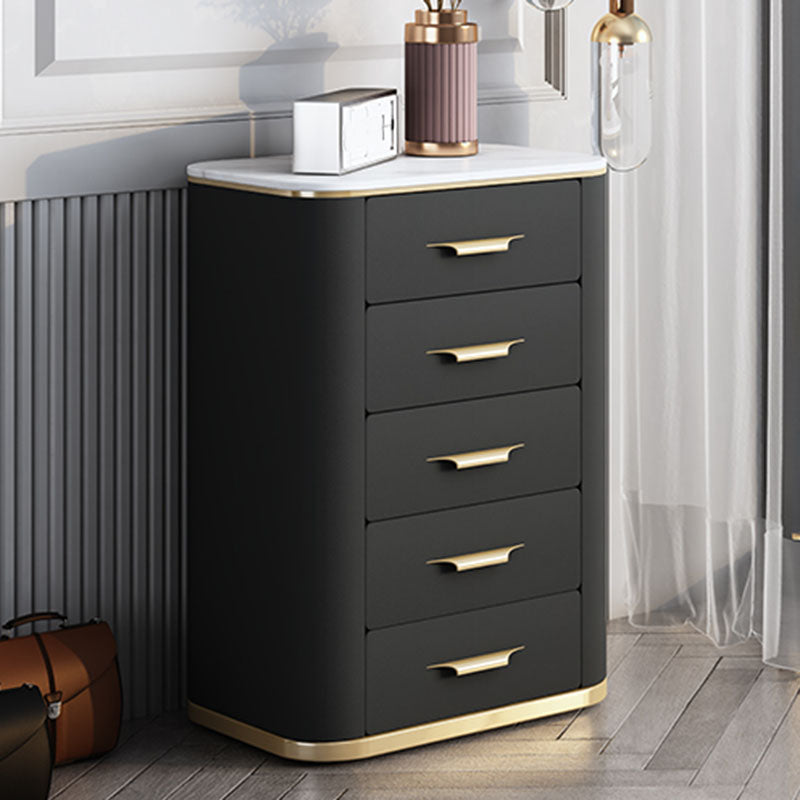 Glam Chest Bedroom Stone Vertical Storage Chest with 5 Drawers