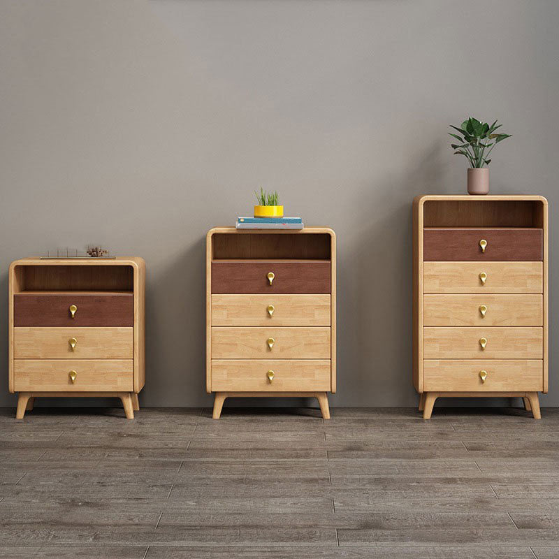 Contemporary Glam Rubber Wood Storage Chest Home Chest with Drawers