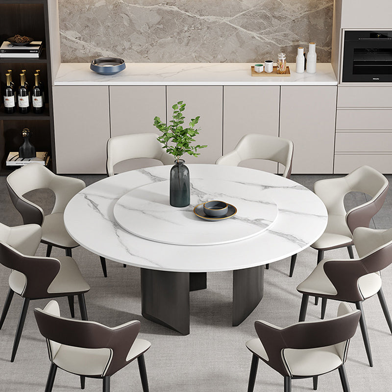 Modern Pedestal Base Dining Table Round Dinner Table with Stainless Steel Base