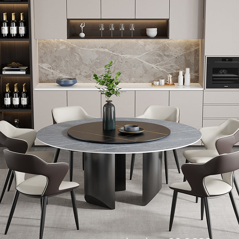 Modern Pedestal Base Dining Table Round Dinner Table with Stainless Steel Base
