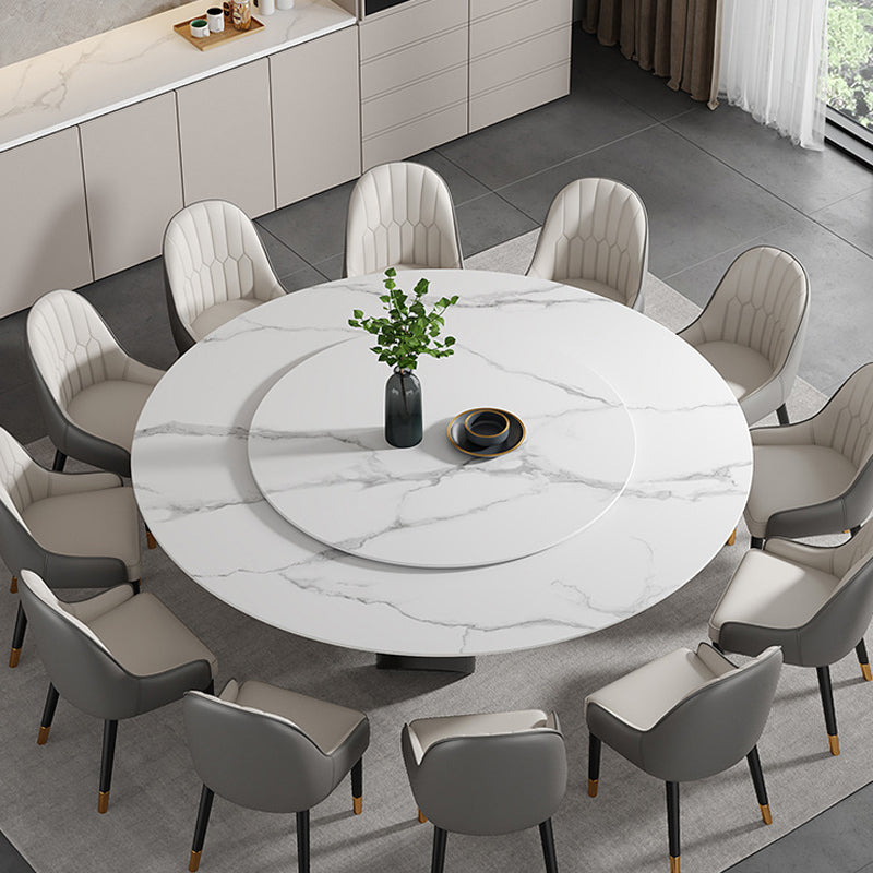 Modern Pedestal Base Dining Table Round Dinner Table with Stainless Steel Base