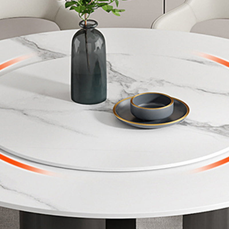 Modern Pedestal Base Dining Table Round Dinner Table with Stainless Steel Base