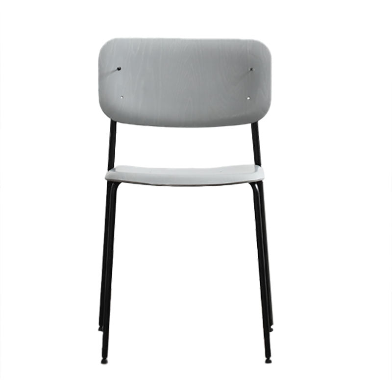 Contemporary Style Armless Chair Open Back Side Wooden Chair with Metal Base