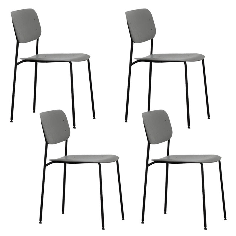 Contemporary Style Armless Chair Open Back Side Wooden Chair with Metal Base