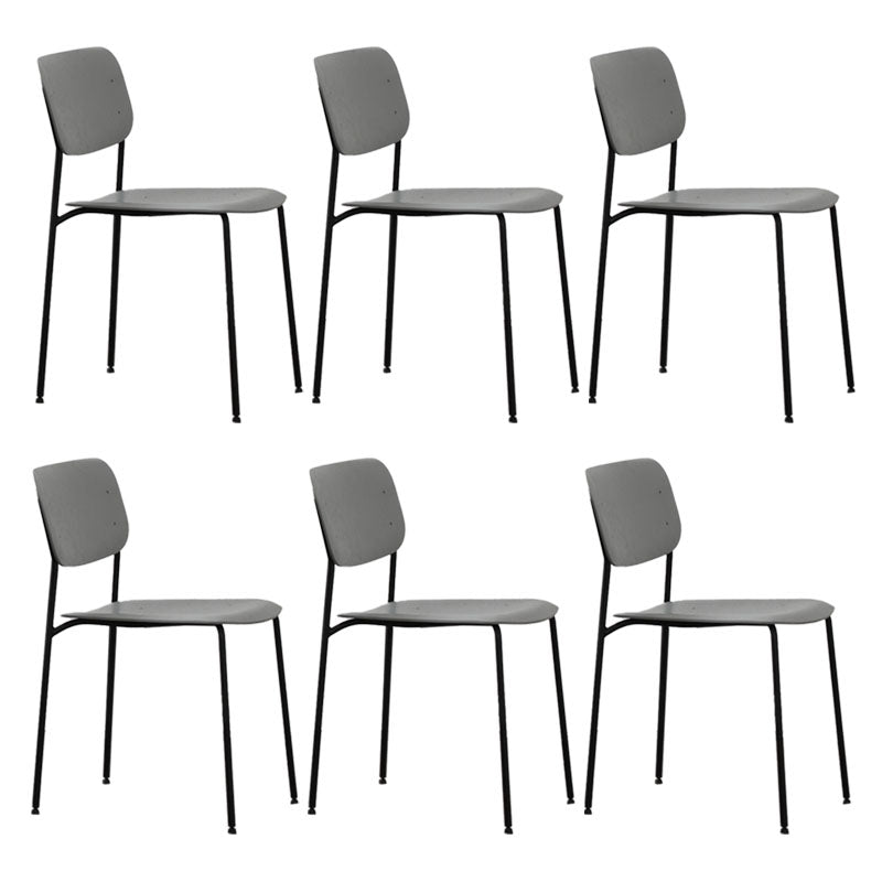 Contemporary Style Armless Chair Open Back Side Wooden Chair with Metal Base