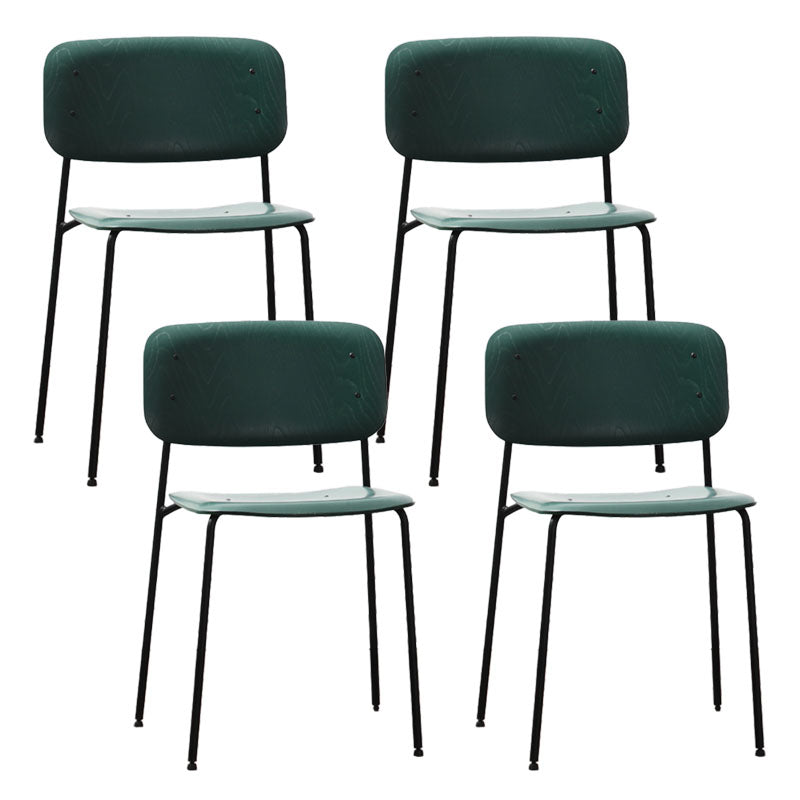 Contemporary Style Armless Chair Open Back Side Wooden Chair with Metal Base