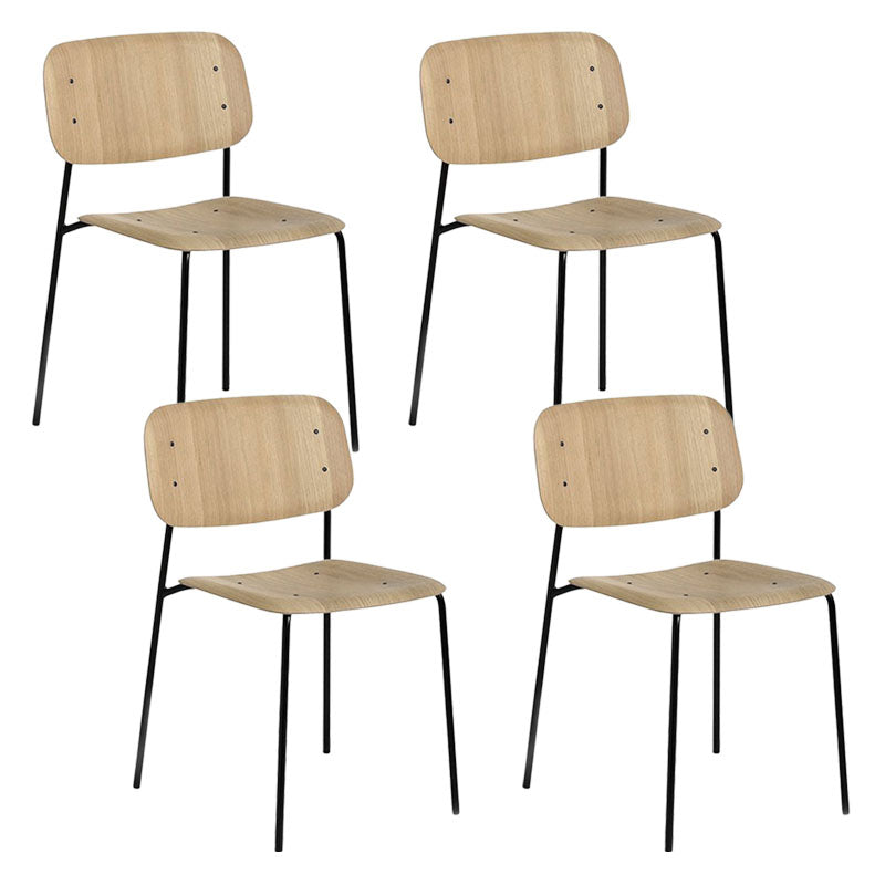 Contemporary Style Armless Chair Open Back Side Wooden Chair with Metal Base