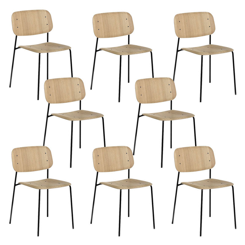 Contemporary Style Armless Chair Open Back Side Wooden Chair with Metal Base