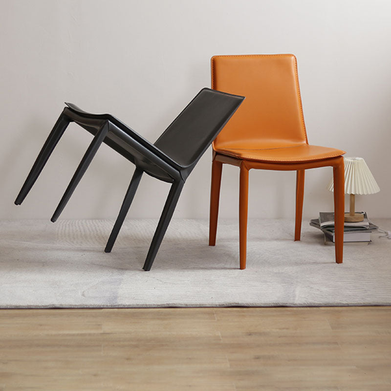 Designer Style Armless Chair Parson Back Side Leather Chair for Restaurant