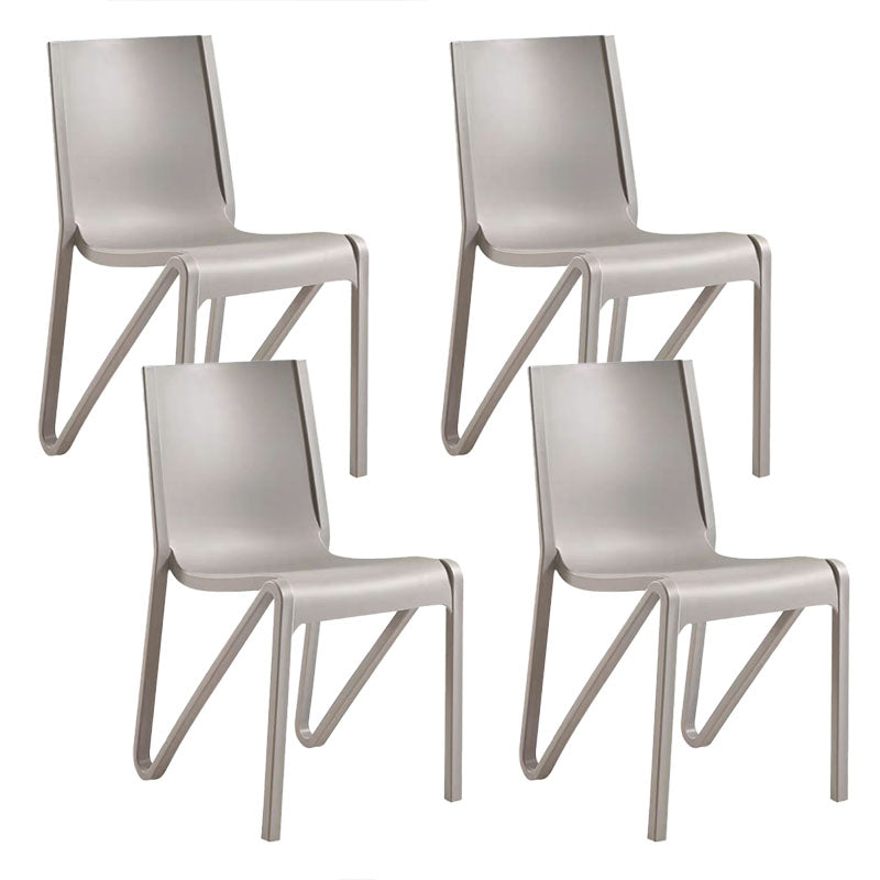 Contemporary Style Armless Chair Plastic Solid Back Side Dining Chair for Restaurant