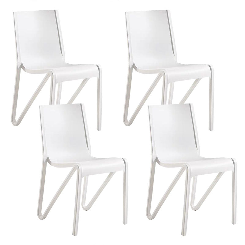 Contemporary Style Armless Chair Plastic Solid Back Side Dining Chair for Restaurant