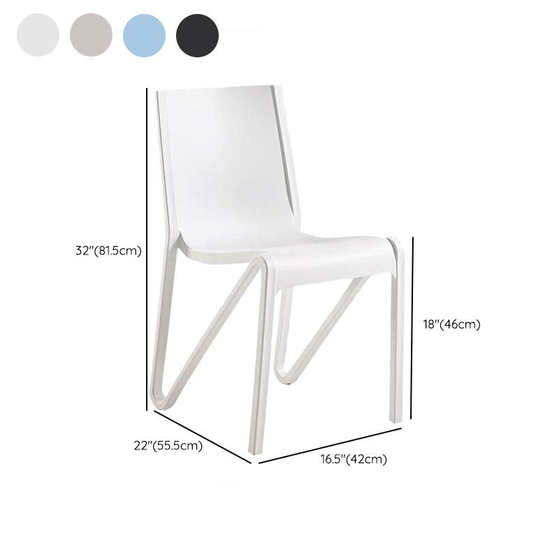 Contemporary Style Armless Chair Plastic Solid Back Side Dining Chair for Restaurant