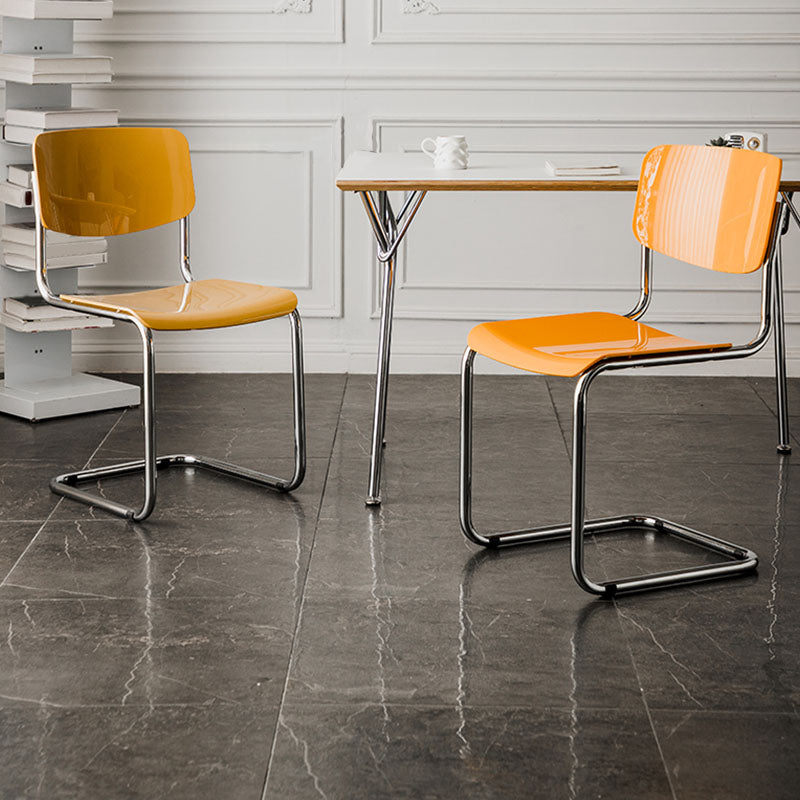 Contemporary Style Armless Chair Plastic Open Back Side Chair with Metal Base