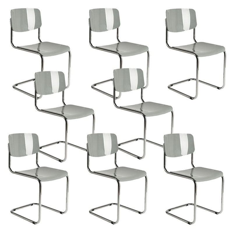 Contemporary Style Armless Chair Plastic Open Back Side Chair with Metal Base