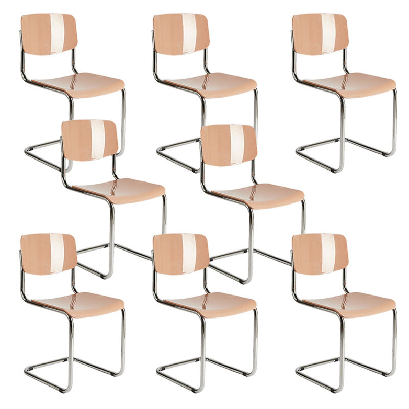 Contemporary Style Armless Chair Plastic Open Back Side Chair with Metal Base