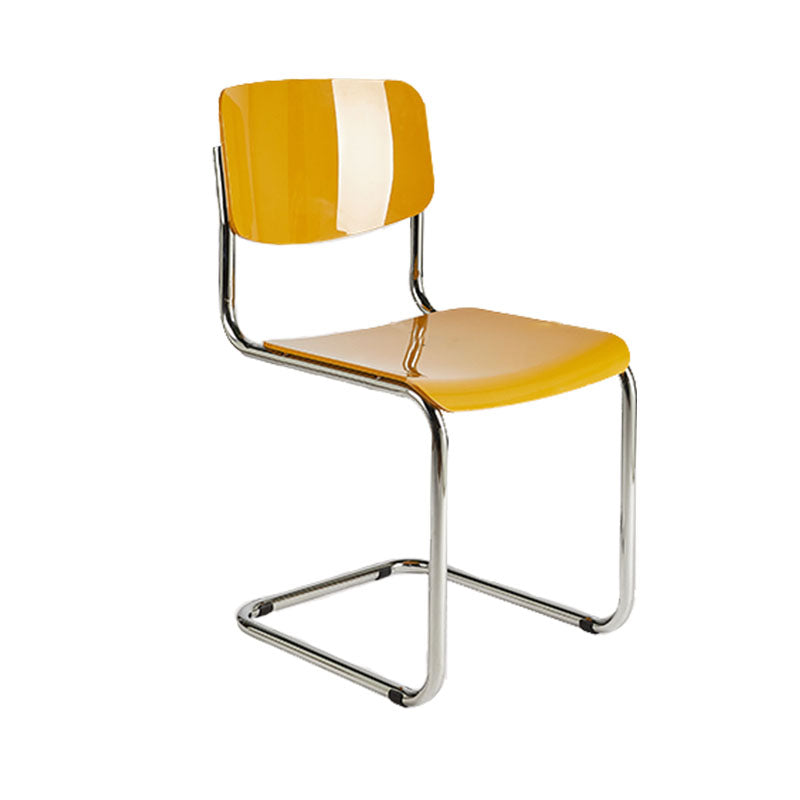 Contemporary Style Armless Chair Plastic Open Back Side Chair with Metal Base