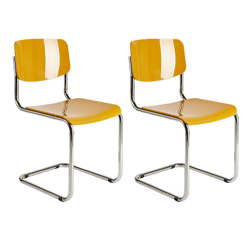 Contemporary Style Armless Chair Plastic Open Back Side Chair with Metal Base
