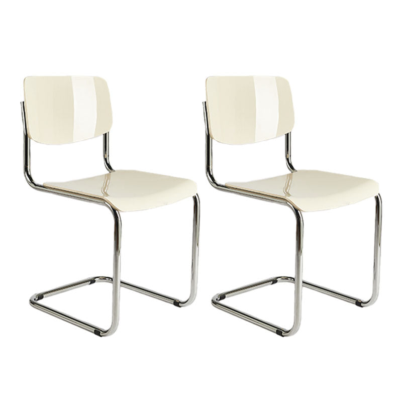 Contemporary Style Armless Chair Plastic Open Back Side Chair with Metal Base