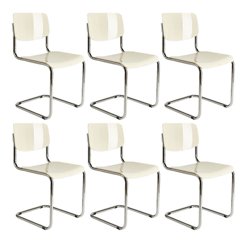 Contemporary Style Armless Chair Plastic Open Back Side Chair with Metal Base