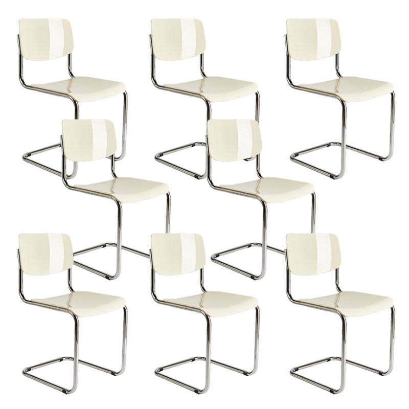 Contemporary Style Armless Chair Plastic Open Back Side Chair with Metal Base