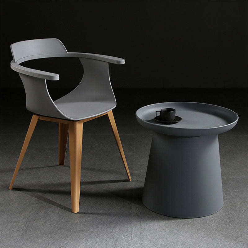 Modern Open Back Side Chair Plastic Arm Chair with Metal Base for Dining Room