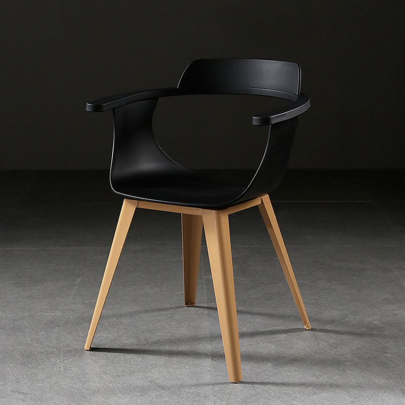 Modern Open Back Side Chair Plastic Arm Chair with Metal Base for Dining Room