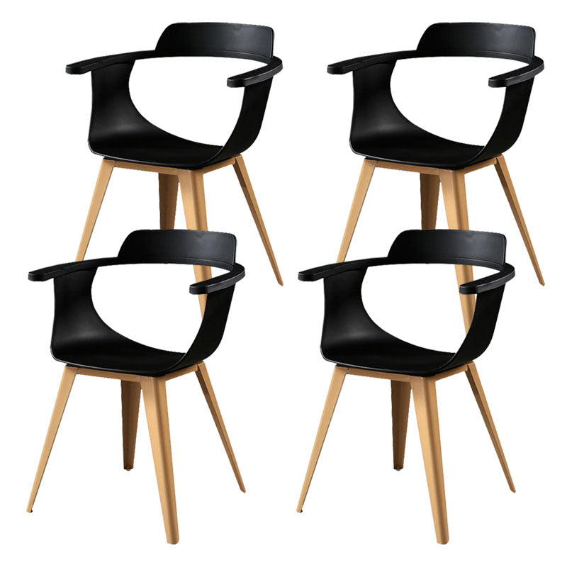 Modern Open Back Side Chair Plastic Arm Chair with Metal Base for Dining Room