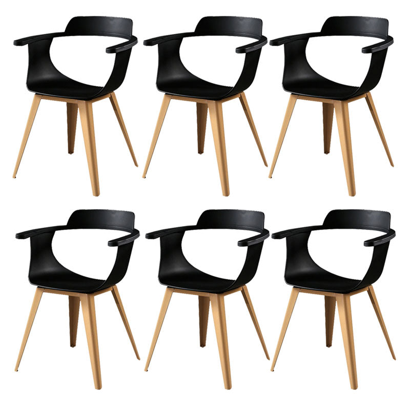Modern Open Back Side Chair Plastic Arm Chair with Metal Base for Dining Room