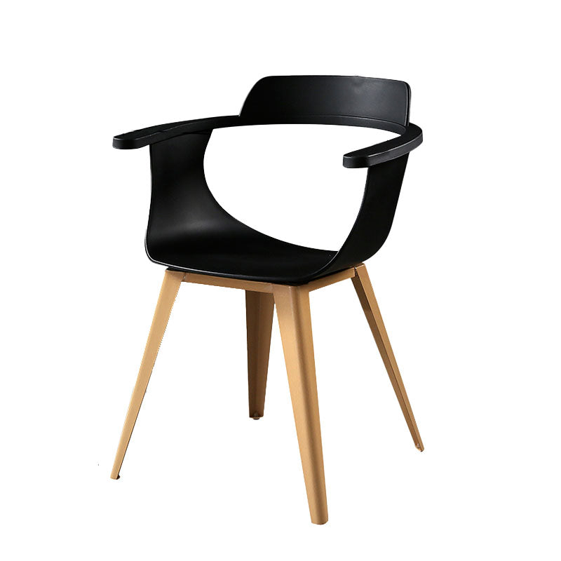 Modern Open Back Side Chair Plastic Arm Chair with Metal Base for Dining Room