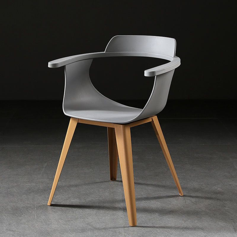 Modern Open Back Side Chair Plastic Arm Chair with Metal Base for Dining Room