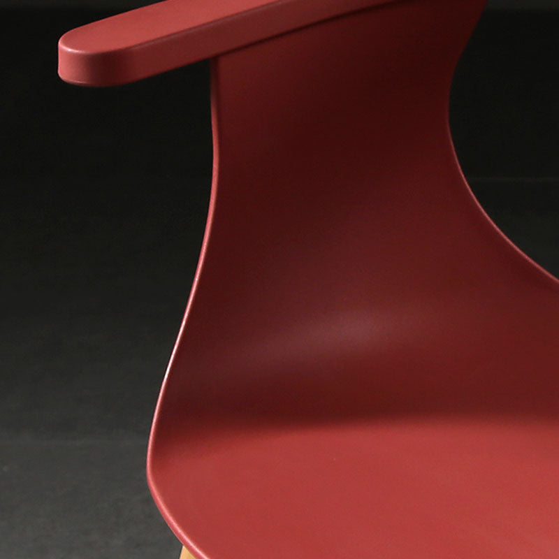 Modern Open Back Side Chair Plastic Arm Chair with Metal Base for Dining Room